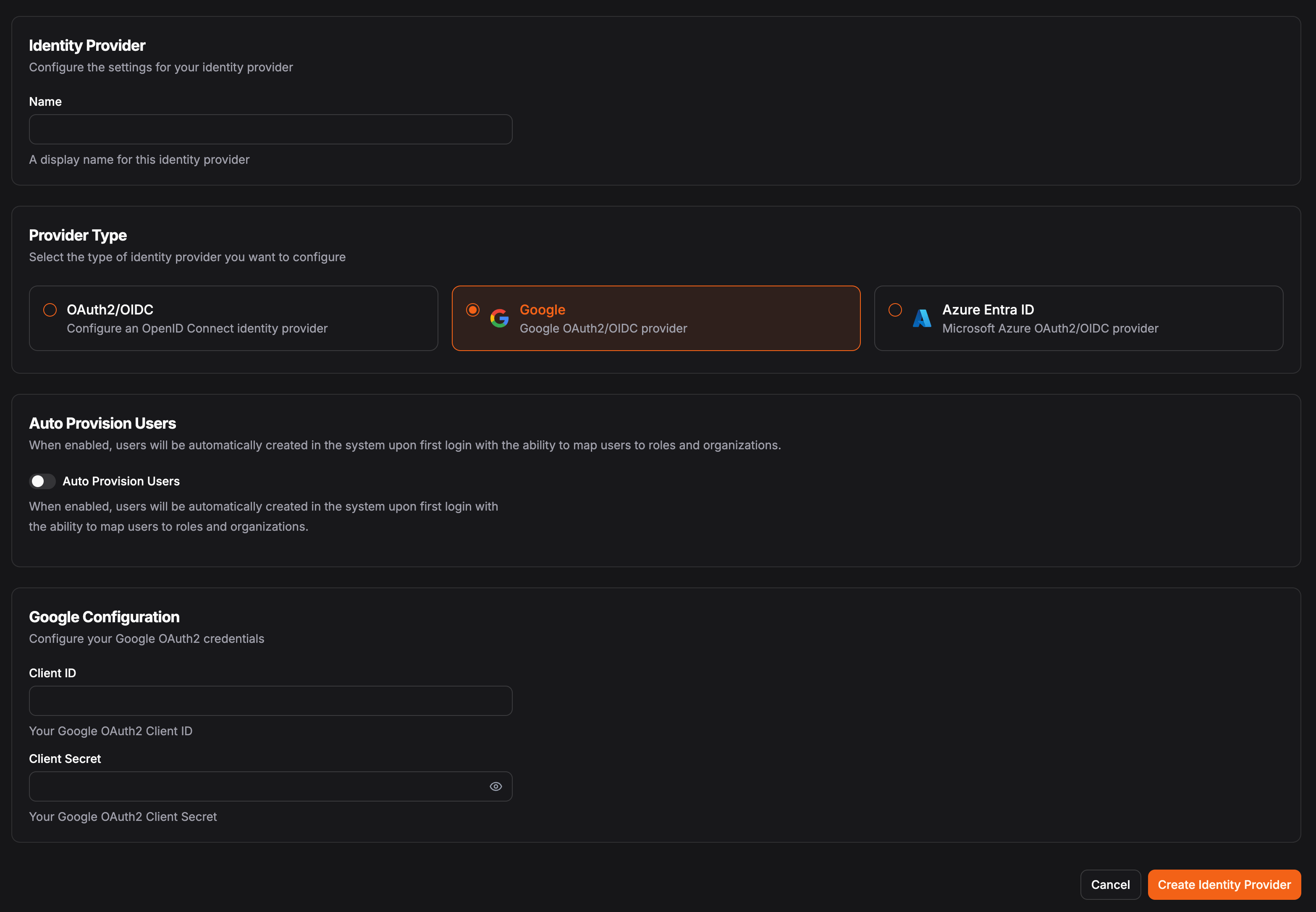 Create Google IdP